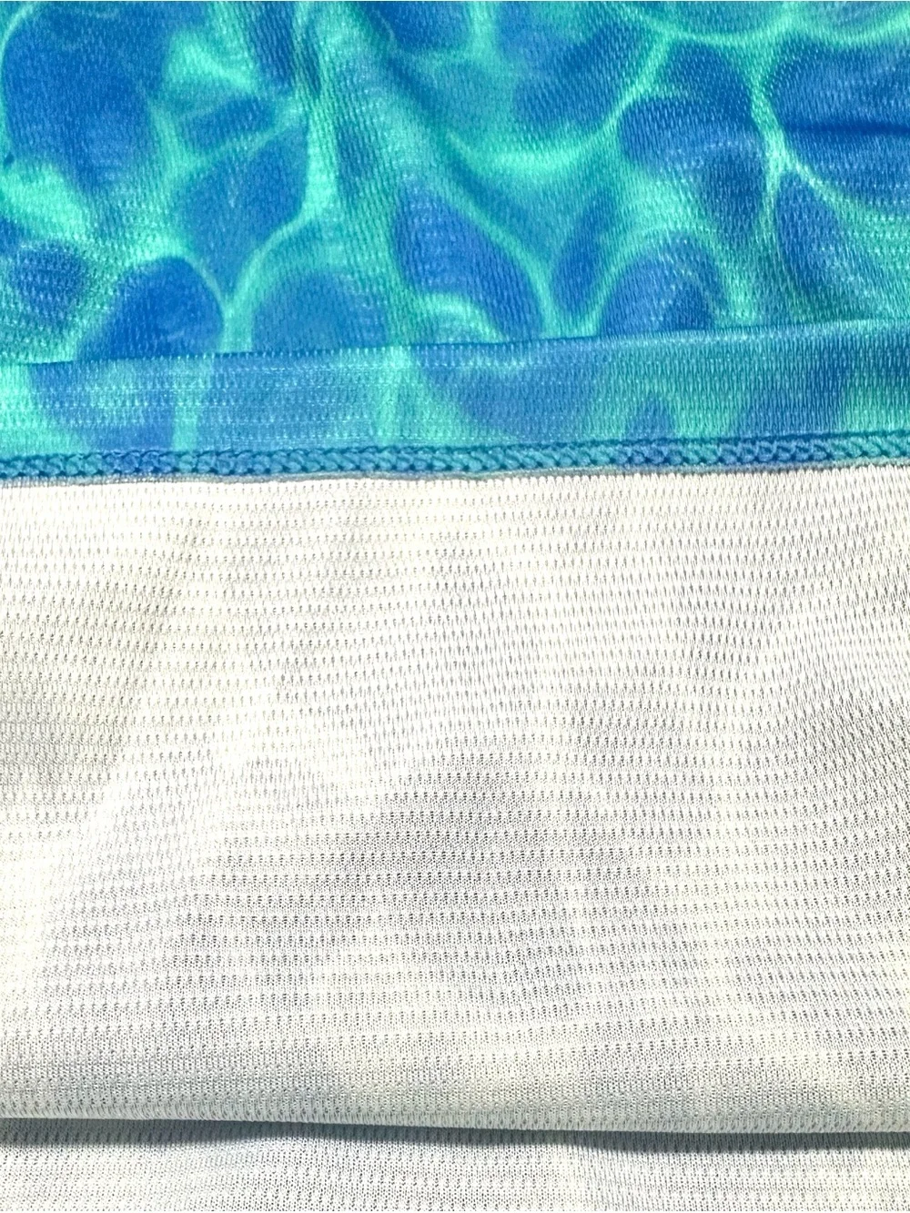 Reel Legends Blue & Teal Water-Print Long-Sleeve Swim Coverup Shirt M     💙💚💙